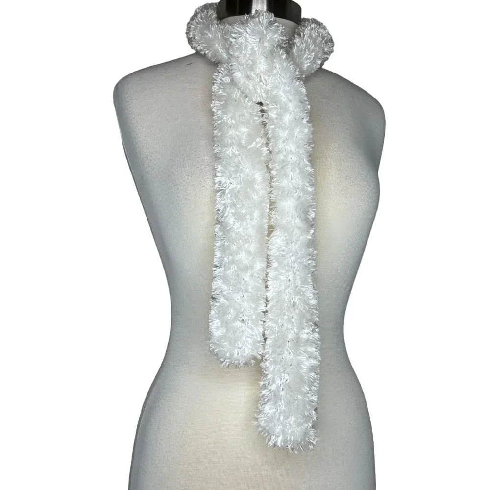 Three scarf set 1 maroon stretch soft knit 2 marbled black white gray 3 white